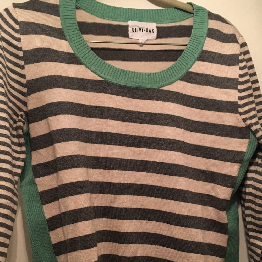 Olive + Oak sweater. Grey/cream/light green